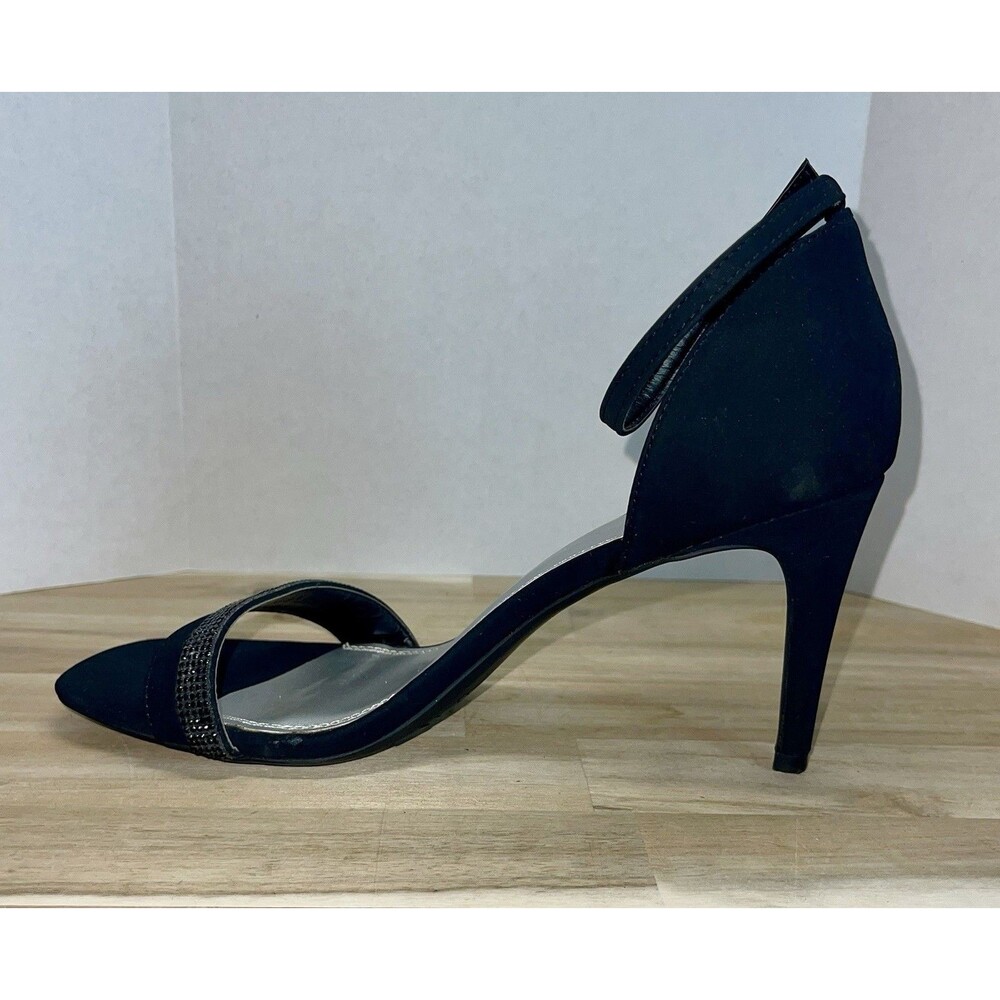 IMPO Tatum Bling Heels Black Rhinestone Toe Ankle Strap Buckle Women’s Size 8.5M - Picture 2 of 9